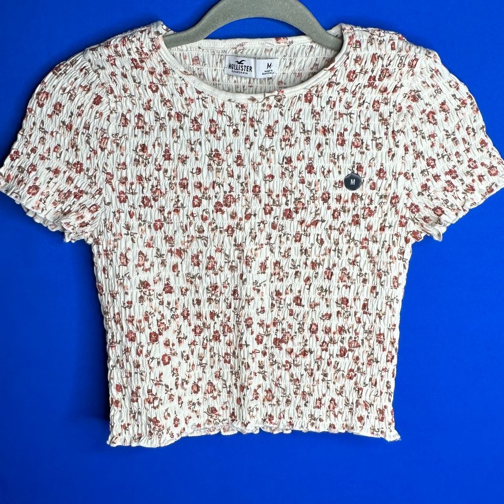 2 NWT Hollister Crop Tops - Blue Flowers and Pink Flowers - Size Medium